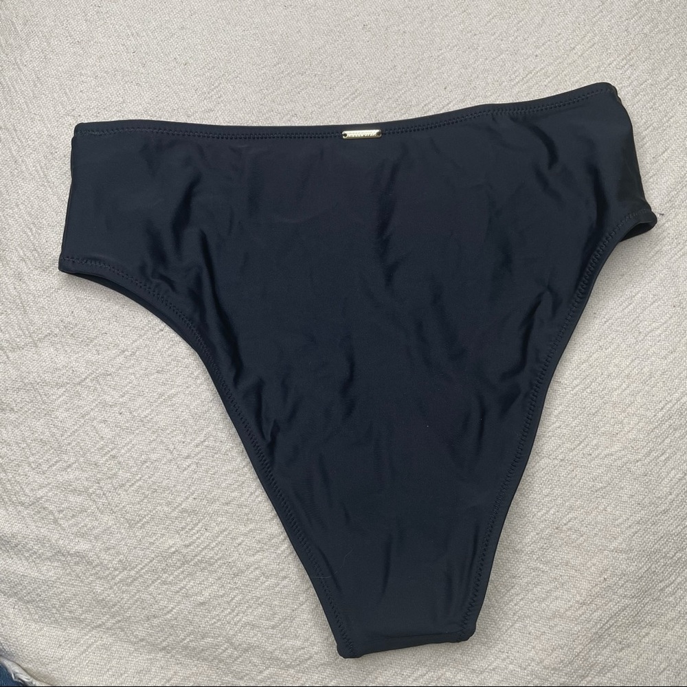 Relleciga High Cut High Waisted Black Bikini Swim Bottom Cheeky Large - Picture 7 of 10